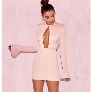 House of CB Pale Pink Long-Sleeve Mini Dress
